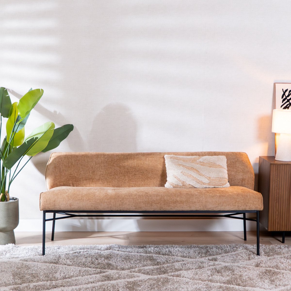 Bronx71® Eetkamerbank Momo chenille peach 220 cm - eettafelbank - eetbank