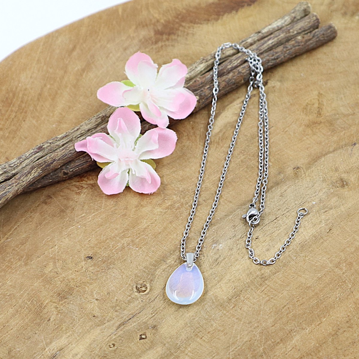 Kids collier Opaal glas