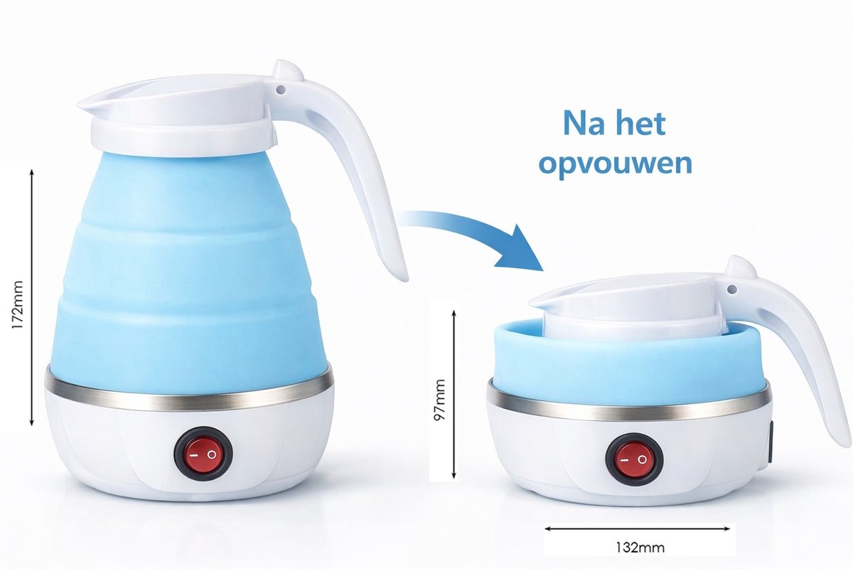TWC opvouwbare waterkoker - blauw - 600ML