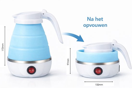 TWC opvouwbare waterkoker - blauw - 600ML
