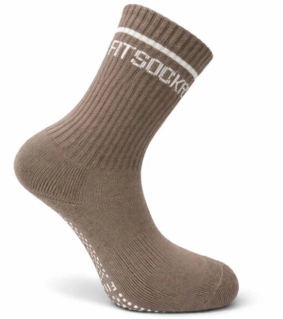 FitSockr Gripsokken Balance - Grip Sokken Pilates - Antislip Sokken Dames - Sportsokken met grip - Bruin - maat 32/36 van Merkloos — afbeelding 2