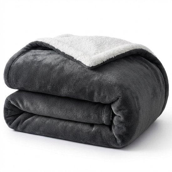 Luxe Fleece Deken 150×200 cm – Extra Zacht & Warm – Dubbelzijdig – Plaid voor Bank, Bed & Woonkamer – Donkergrijs