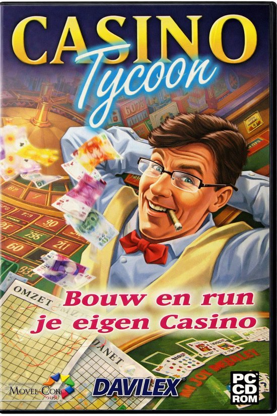 Klassieke casino speldoos met de tekst 'CASINO Tycoon' en een lachende man.