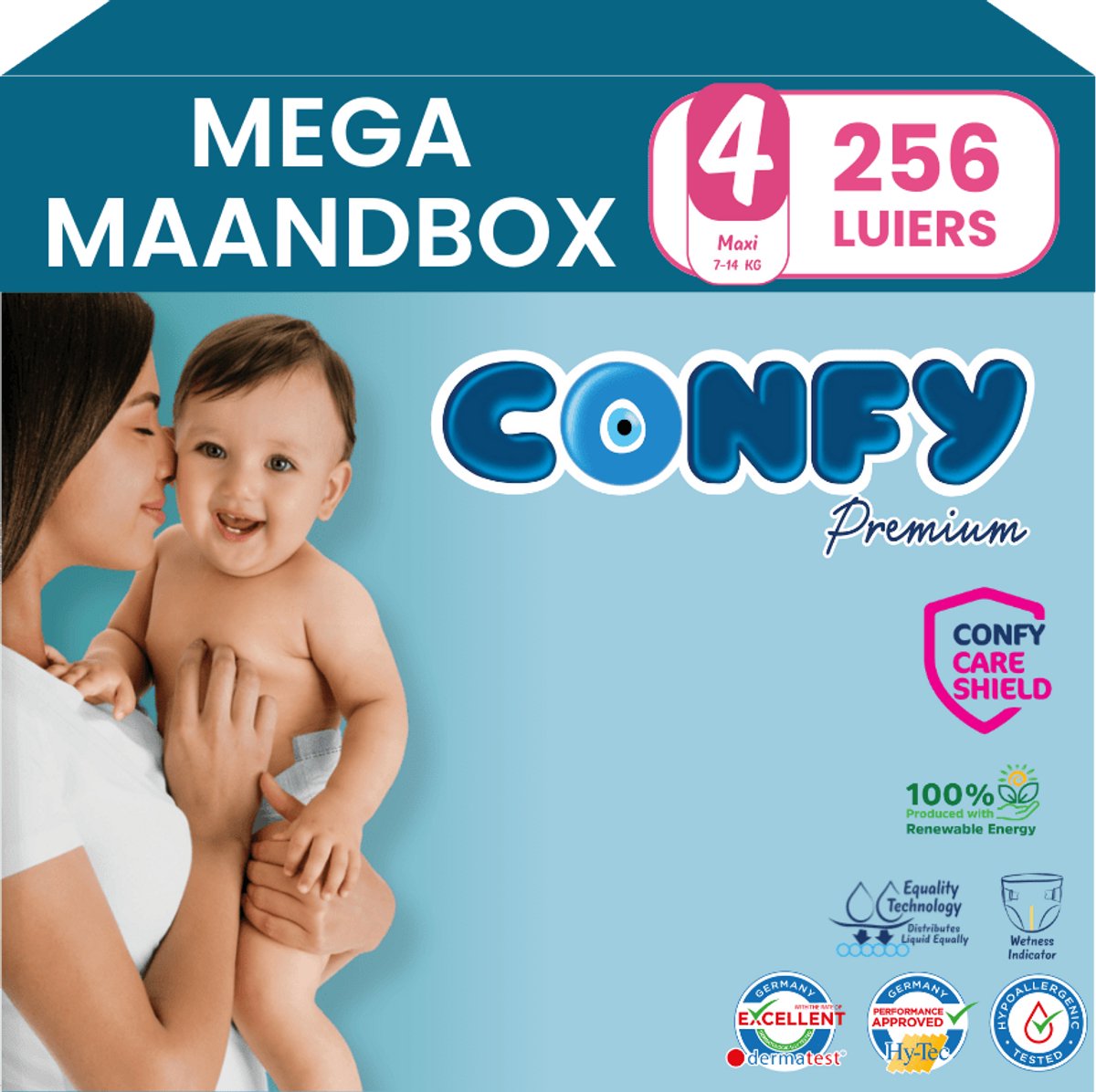 Confy Premium luiers maat 4 | 256 stuks