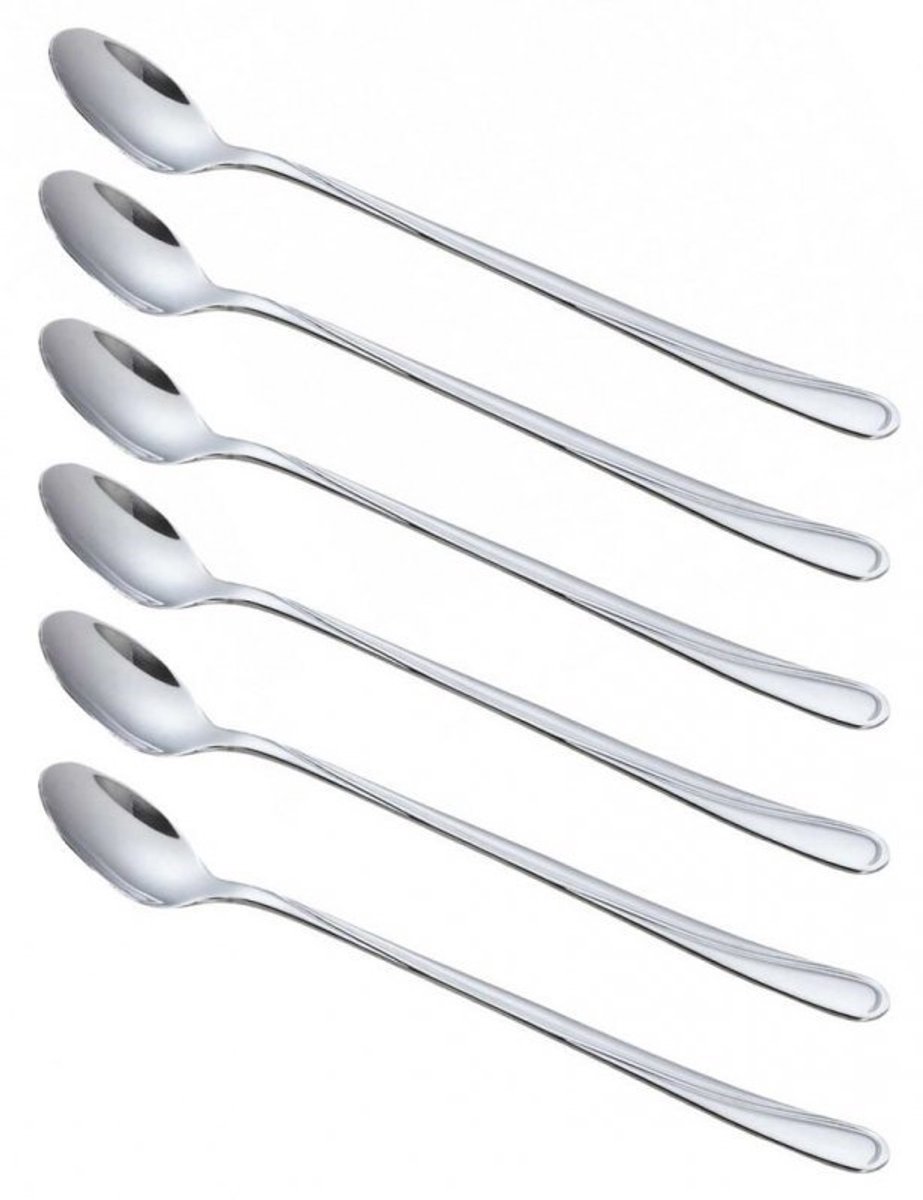 Kinghoff - Roestvrijstalen Cocktaillepels - 6 stuks - Glanzend