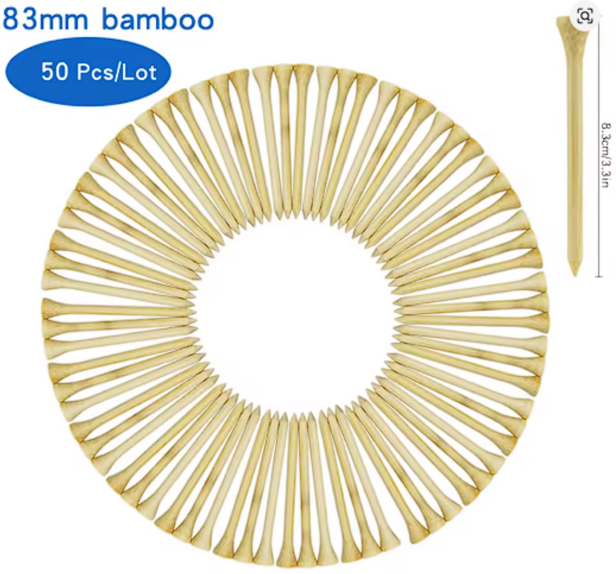 Bamboe Golf Tee- 83mm - 50 stuks-Golftrainingsmateriaal - Trainingsmaterialen - Golfset