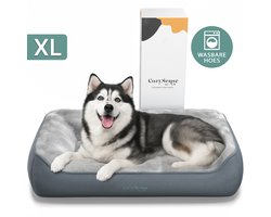 CozySense® Orthopedisch Hondenkussen 105x68 cm Maat XL - Waterdicht & Wasbaar - Benchkussen en Hondenbed - Ultra Zachte Sherpa Stof - Grijs & Antraciet