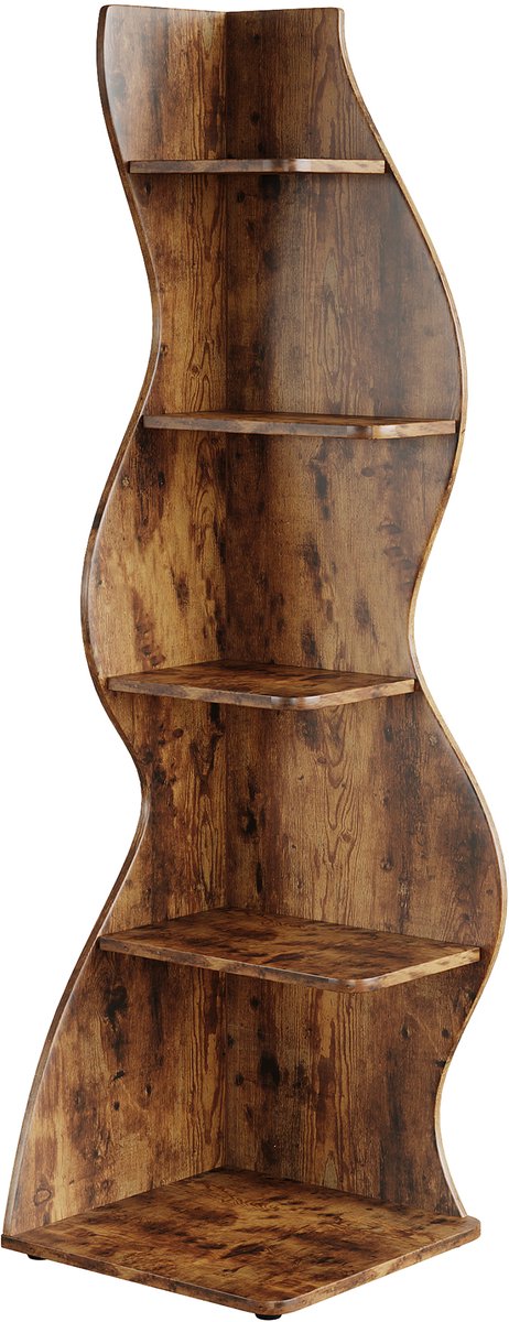 Hoekrek – 175 cm – 5 lagen – Open rek – Bruin – Hoekboekenkast – Hoekkast – Vrijstaand