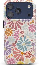 VivaLora Tough Telefoonhoesje iPhone 17 Pro Met Magsafe - Bloemenprint - Bloom Bliss Print - 2-in-1 Phone Case - Hard Case & Siliconen Backcover - Extra Bescherming - Shockproof Cover - Pastelkleuren - Blauw, Roze, Oranje, Geel