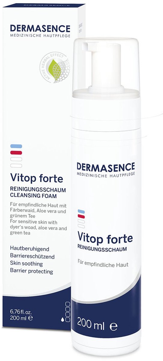 Dermasence Vitop forte Reinigungsschaum zur Reinigung und Pflege der Haut, 200 ml Lösung