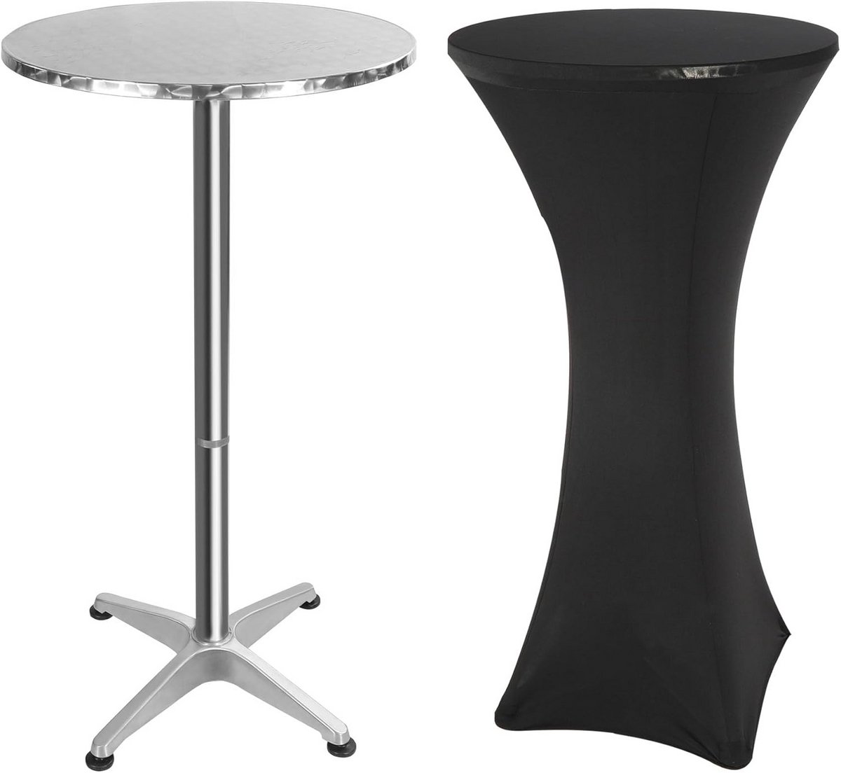 Opvouwbare Cocktailtafel Rond met Hoes - In Hoogte Verstelbaar voor Feest en Buffet