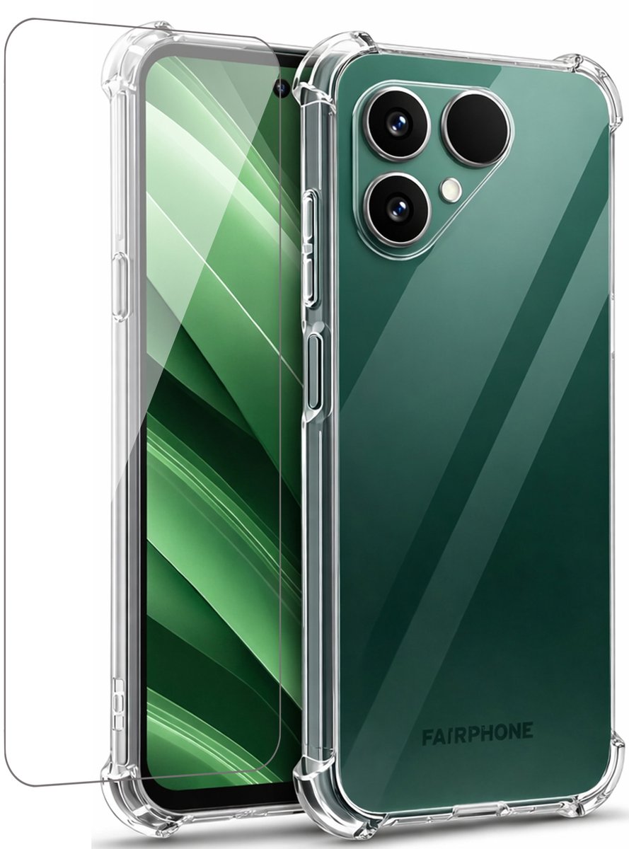 Hoesje geschikt voor Fairphone 6 - Screenprotector Glas - Shockproof Transparant