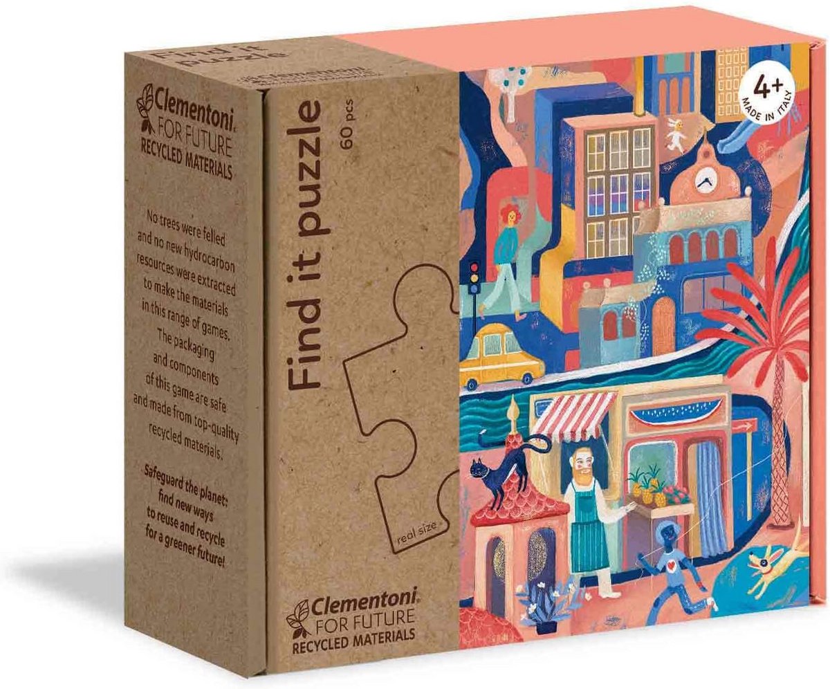 Vind Ik Leuk Puzzel Stad - Zoekspel met 60 Delen en Zoekkaarten - Vanaf 4 Jaar