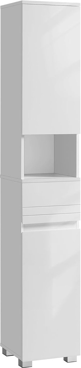 Hoppa! Vloerkast - Wit - MDF - 30 x 30 x 170 cm (B x D x H)