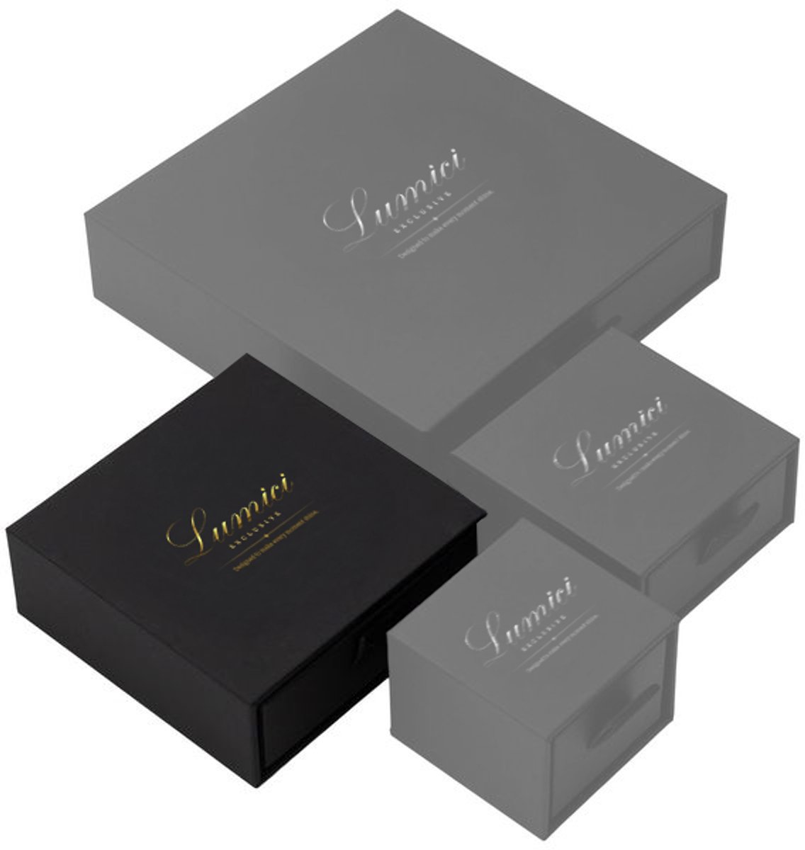 Lumici® Exclusive | Soft Touch Ketting Doosje – Mat Zwart met Gouden Logo - Sieradendoosje - Letop Geen Sieraad Inbegrepen