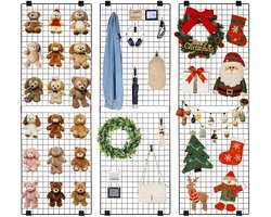 VEVOR Grid Wandpanelen Grid Wall 610 X 11 X 1828 mm 3 Stuks Wandrooster Wandgemonteerde Kunstdisplayplank Gemaakt Van Koolstofstaal, Fotowand Memobord voor Decoratie Opslag Prikbord Zwart