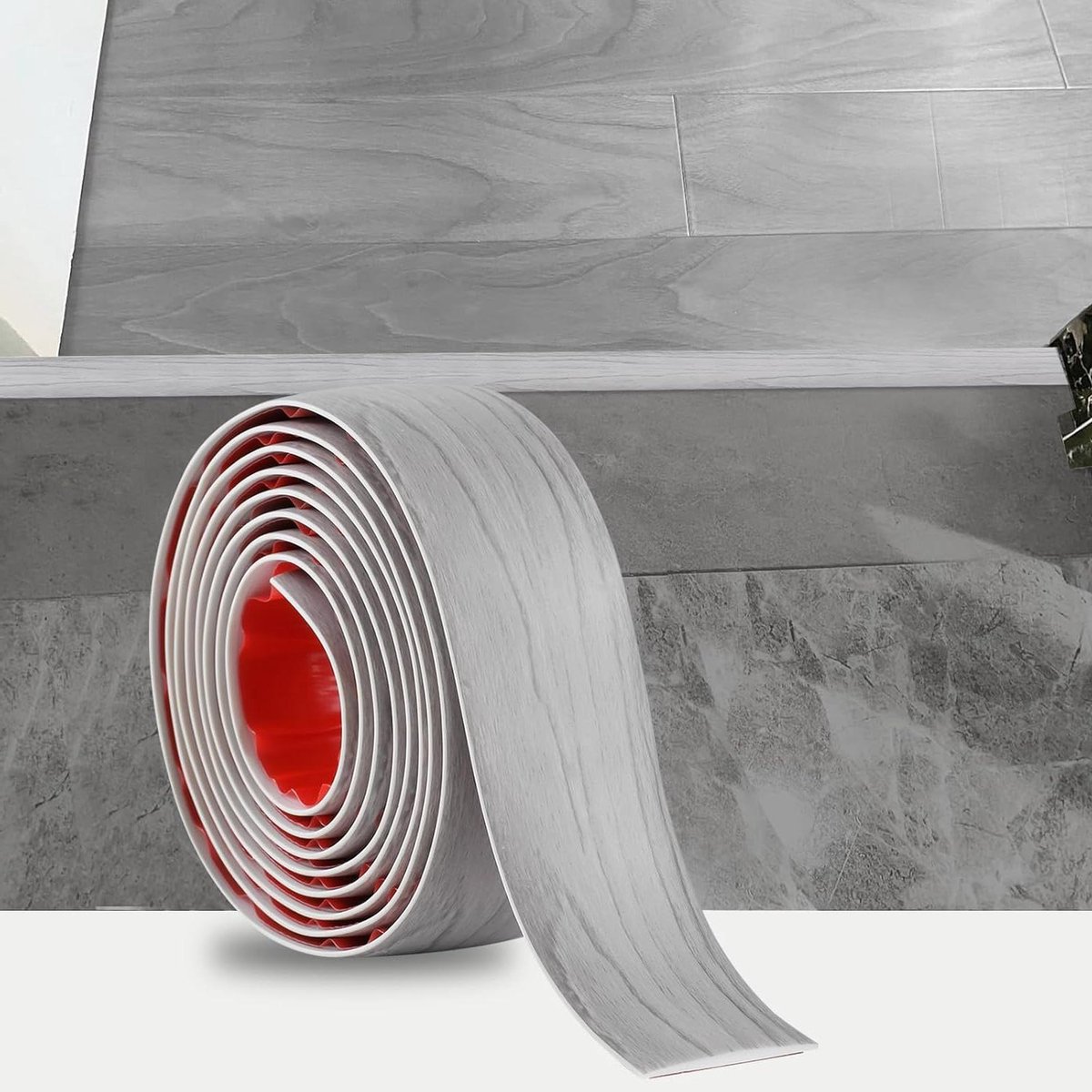 Overgangsstrip voor laminaatvloeren - Zelfklevend PVC profiel - 4 cm houten Veneer - Grijs