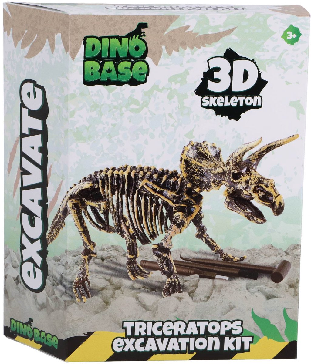 Dino Base speelgoed Triceratops 3D uitbik set - dinobot skelet bouwen.