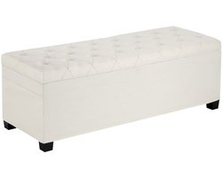 VEVOR Opbergpoef 110x40x40cm, Voetenbank Opbergbox, Draagvermogen tot 299,37kg, Opvouwbare, Gevoerde Bank met Metalen Frame, Beige