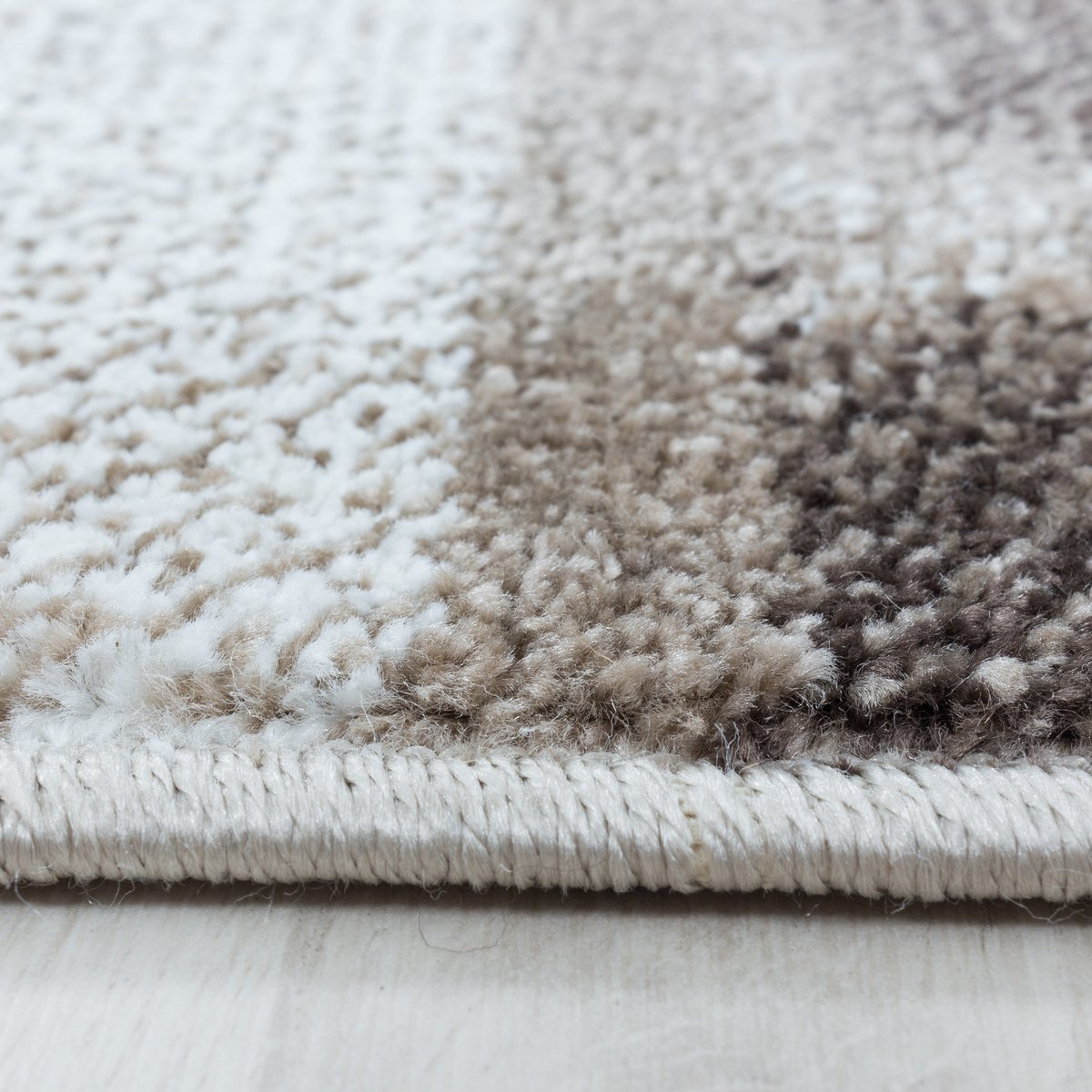 Ayyildiz Laagpolig vloerkleed, geruit patroon, bruine kleur, woonkamerkleed, jute achterkant, afmeting: 80 x 250 cm