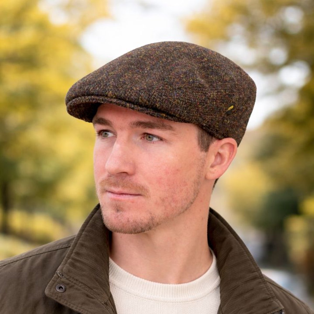 The Dubliner – Authentieke Harris Tweed Herenpet | Hatman of Ireland | Klassieke Flat Cap in Warm Bruin Maat Large (59/60cm)