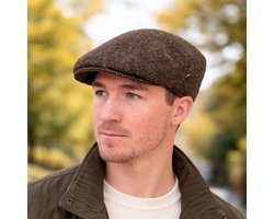 The Dubliner – Authentieke Harris Tweed Herenpet | Hatman of Ireland | Klassieke Flat Cap in Warm Bruin Maat Large (59/60cm)