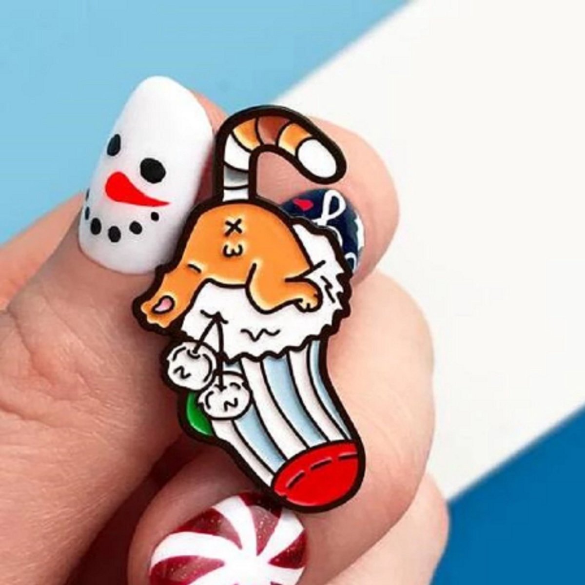 Pin crazy christmas cat, sock, kerst, sierpin, broche, kledingspeld