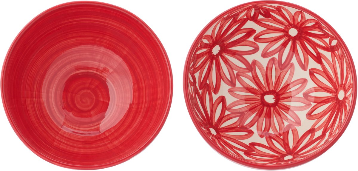 J-Line kom Bloemen - keramiek - large - set van 3