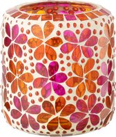 J-Line kaarshouder Mozaïek - glas - roze/oranje - 2 stuks