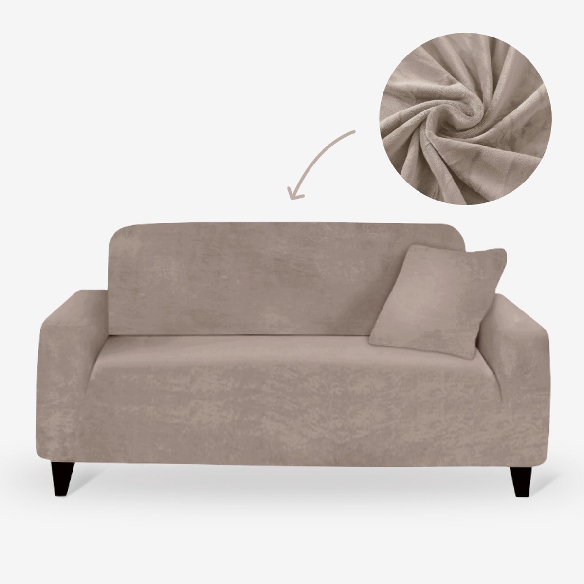 BankhoesDiscounter Velvet Voorgevormde Bankhoes – M3 (175-235cm) – Champagne – Sofa Cover – Bankbeschermer – Bankhoes Stretch
