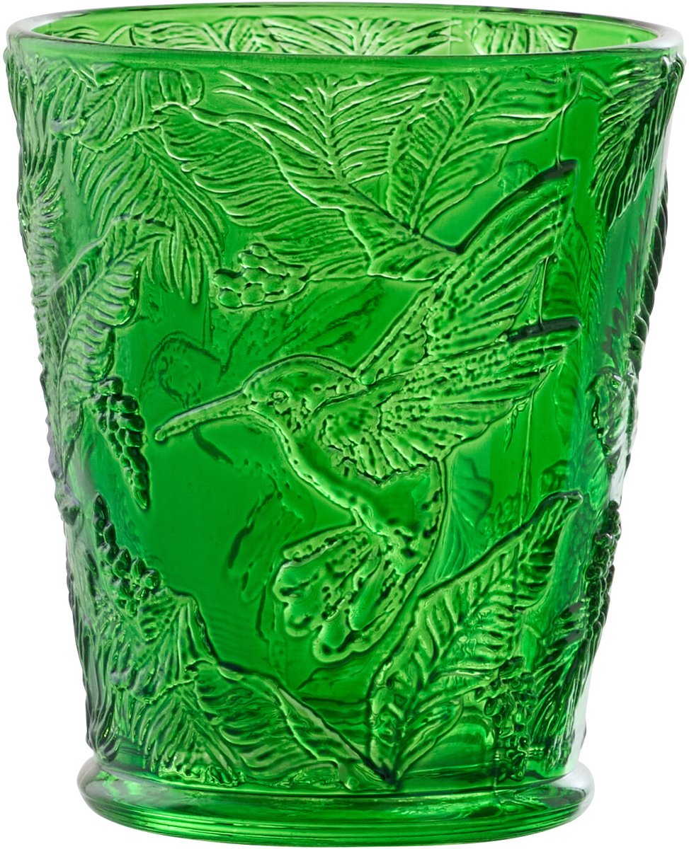 J-Line drinkglas Vogels - glas - groen - 6 stuks