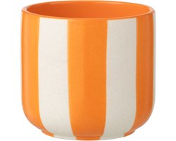J-Line bloempot Gestreept - keramiek - oranje/wit - large