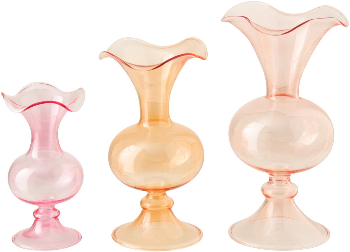 J-Line vaas Bal - glas - mix - set van 3 Multi