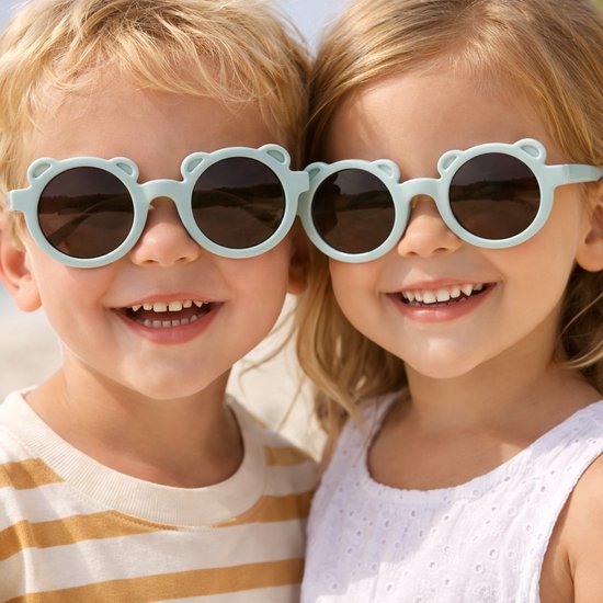Kinderzonnebril met Berenoortjes - Rond - UV Bescherming - Flexibel - 0-6 Jaar - Blauw van Merkloos — afbeelding 2