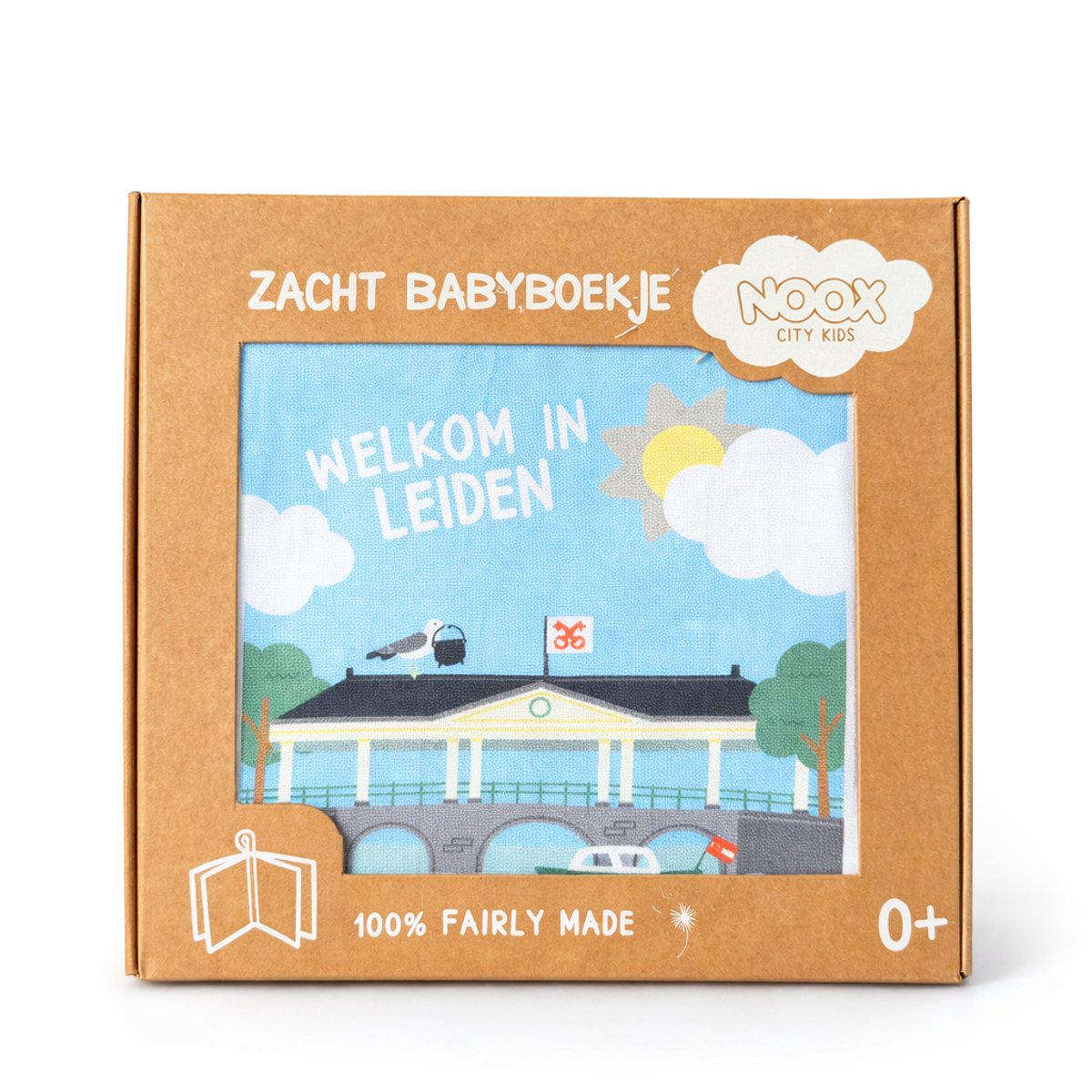 Zacht babyboekje Leiden-100% katoen-fairly made-in mooie geschenkverpakking
