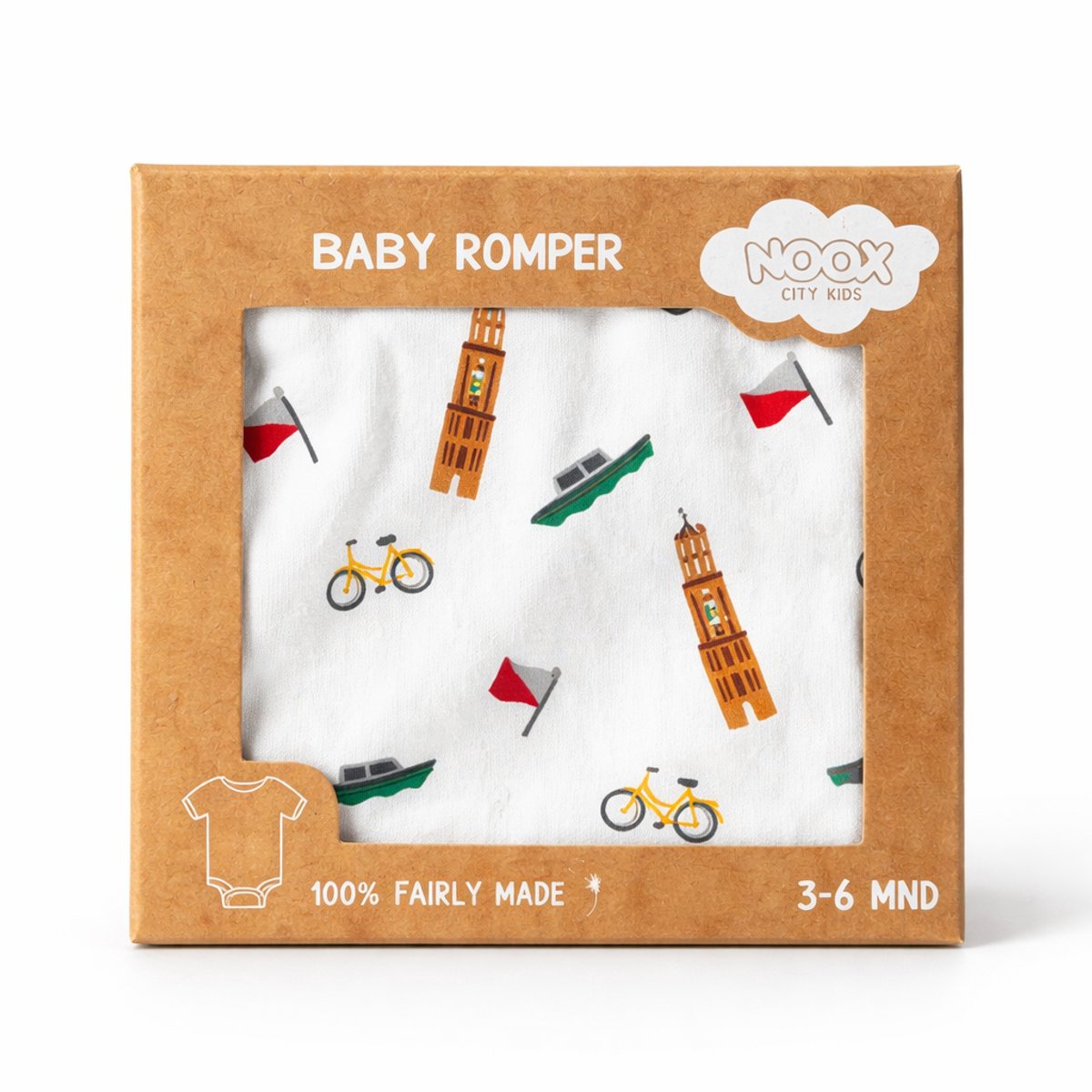 Romper Utrecht Baby – 100% Katoen – All Over Print – Fair geproduceerd – Zachte Baby Romper – Kraamcadeau – Maat 62/68