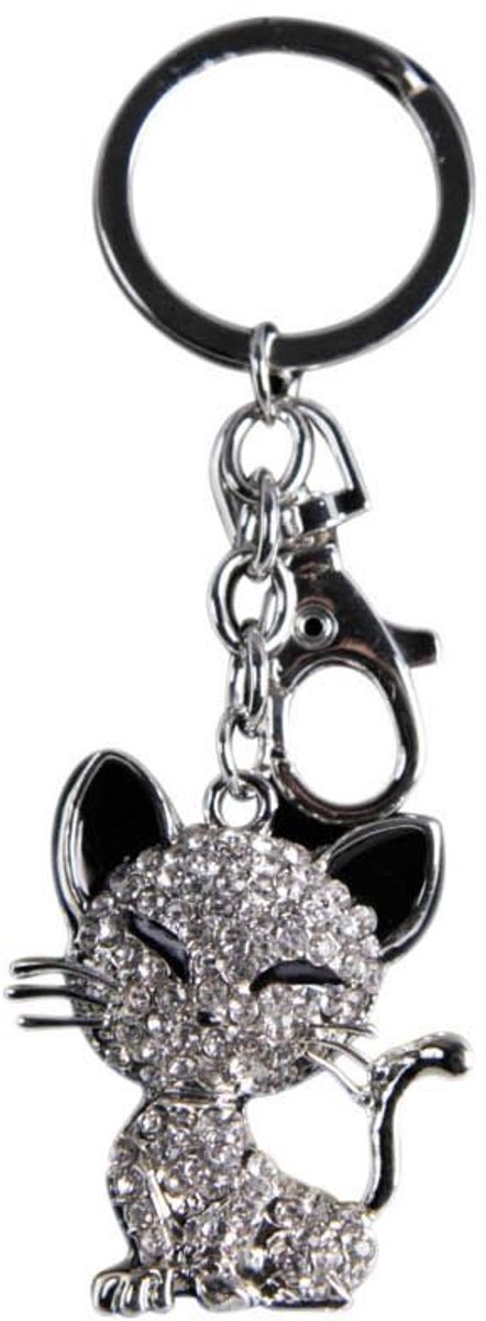 Sparkling Keyring met Austrian Crystals - Kat