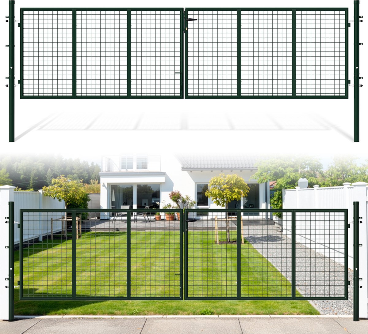 Tuinpoort Dubbel - Hekdeur Tuin - Tuin Afbakenen - Verzinkt Staal EP-Coating - 350 x 100 c