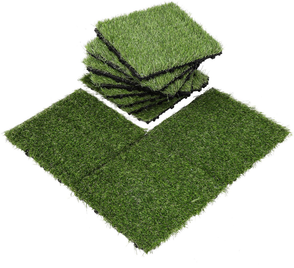 Kunstgrastegels 30x30 cm Kliksysteem 88 Stuks 8m² - Duurzame Terrastegels met Drainage