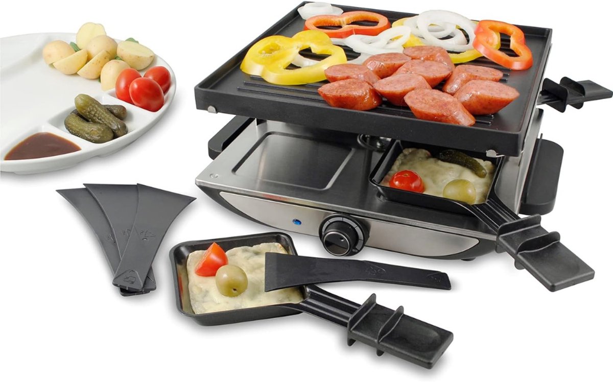 REN® Gourmetstel 4 Personen - Gourmetstel - Gourmetstel 4 person - met pannetjes en schuiven Zwart - 26cm x 30cm x 13cm