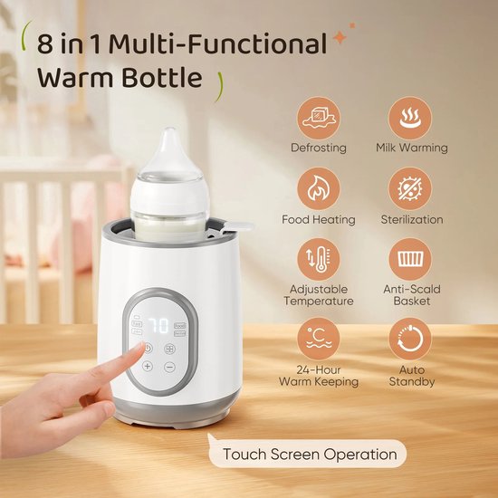 Kelseek flessenwarmer - Draadloos - Onderweg - Oplaadbaar - Baby - Voeding - Borstvoeding - Melk - Temperatuurregeling - 200 ml - Wit — afbeelding 2