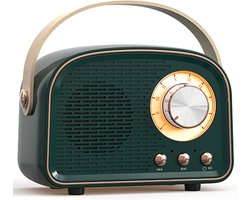 Retro Vintage Radio Bluetooth Speaker - Draadloze Stereo Speaker met FM Radio - Vintage Design - Bluetooth 5.0 Draadloze Speaker voor Kristalhelder Geluid - Perfect voor Thuis & Buiten - Donkergroen