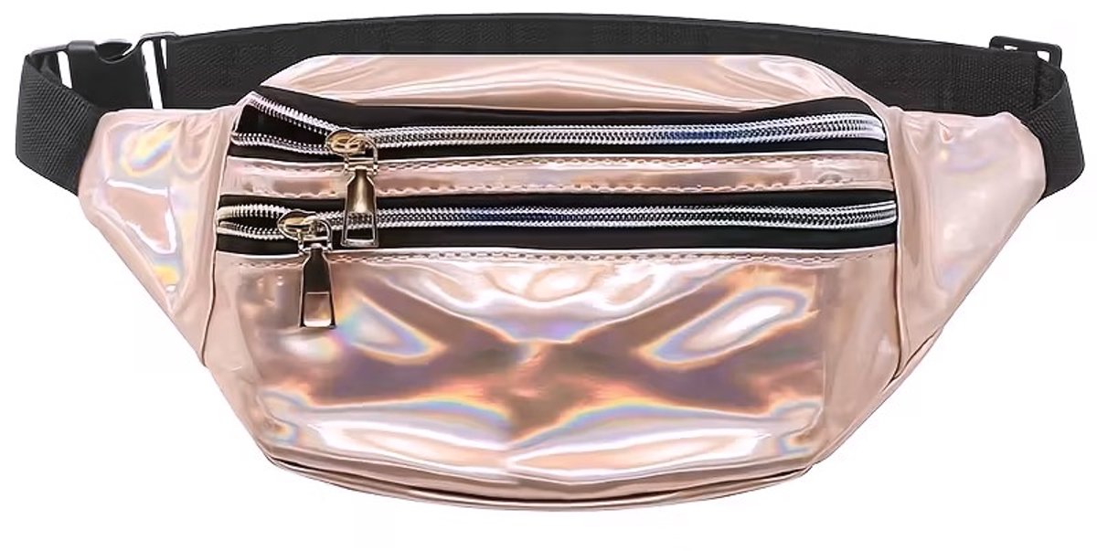 San Vitale® - Festival tasje dames - Funky Heuptas - Slingbag - Schoudertas - Fanny Pack met riem/schouderband - Metallic effen Champagne