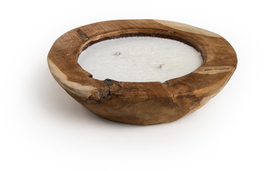 Kaars voor Buiten - Teak Hout - 28 branduren - 30 Ø x 8 cm