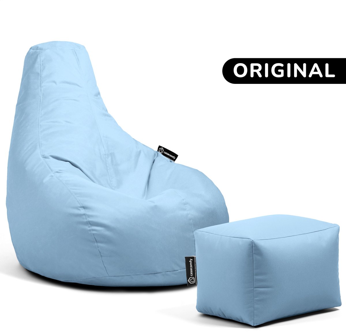 Casacomfy Premium Original - Complete Zitzak Set met Voetenbankje - Voor Volwassenen & Kinderen - Inclusief 200L Vulling - Lichtblauw