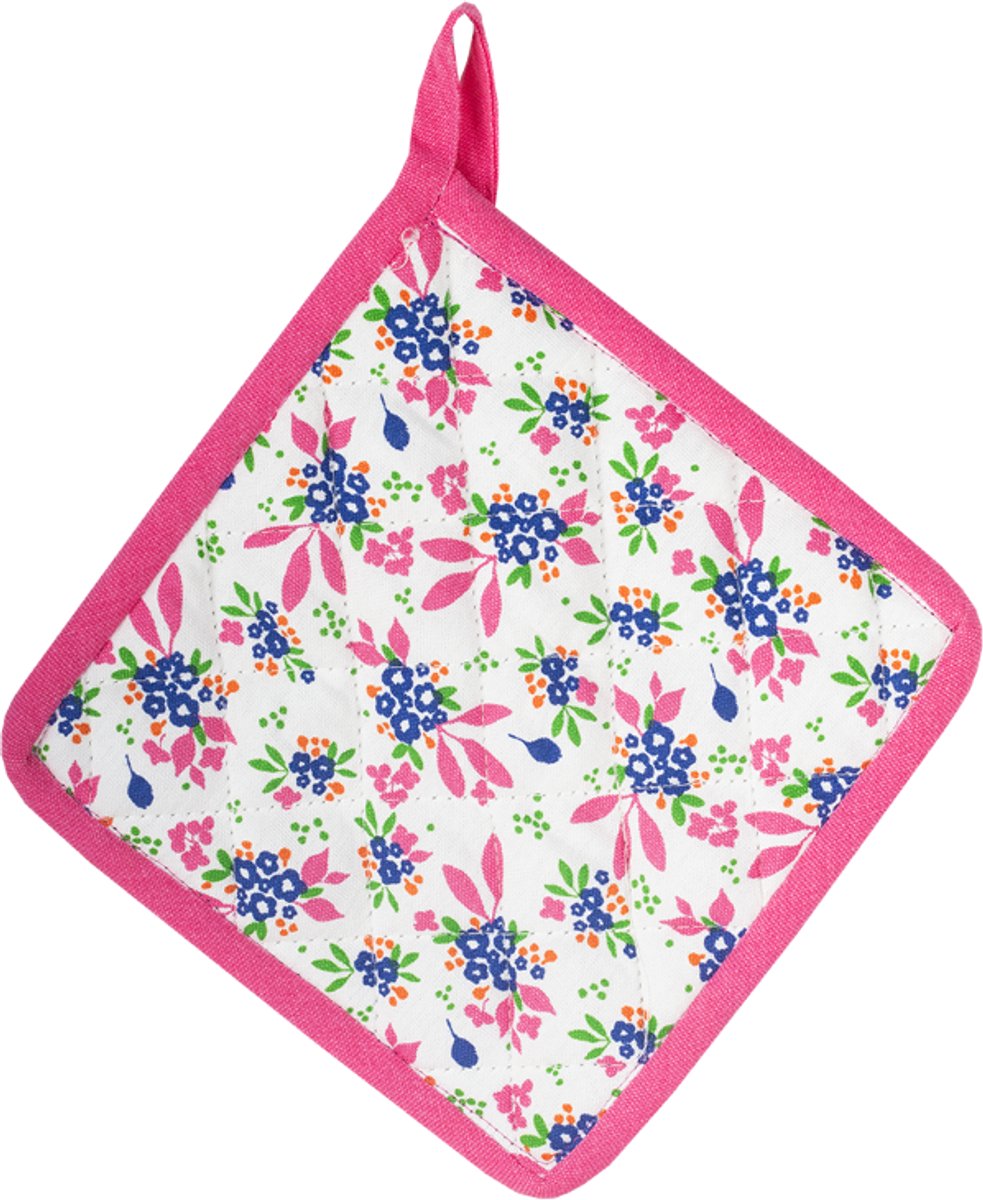 Kitsch Kitchen pannenlap Mercado de Flores blauw