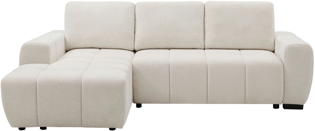 Hoekbank met Slaapfunctie 260x178x95 cm – Luxe KOUMALO Uittrekbare Slaapbank 5-Zits met Opbergboxen – Beige Chenille Design Relax Hoekbank Bedfunctie – Abkantoor