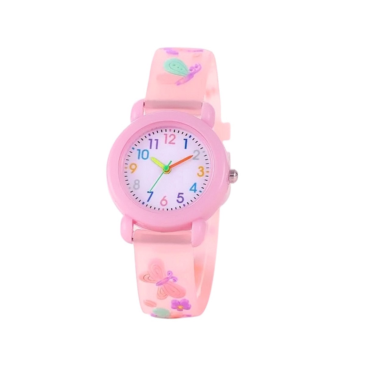 Kinderhorloge - Vlinder Lichtroze | Siliconen | Ø 30 mm | Fashion Favorite