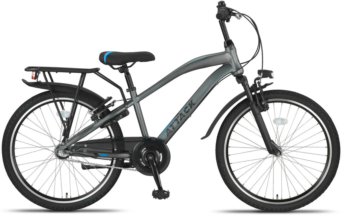 Altec Attack - Allroad Kinderfiets - Jongensfiets - Mountainbike - 24 inch - 3 versnellingen - Antraciet / Blauw