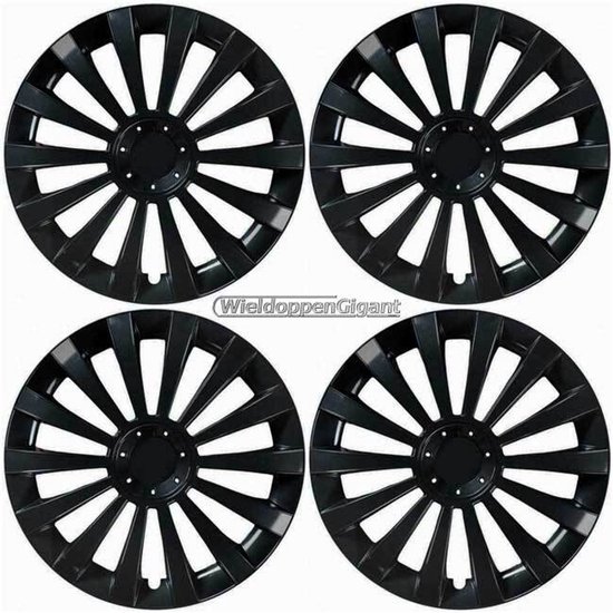 GoodGo Wieldoppen MERCURY-BK 16 inch glanzend zwart. Set a 4 stuks (CONTROLEER UW BANDENMAAT en lees a.u.b. de onderstaande, uitgebreide tekst!)
